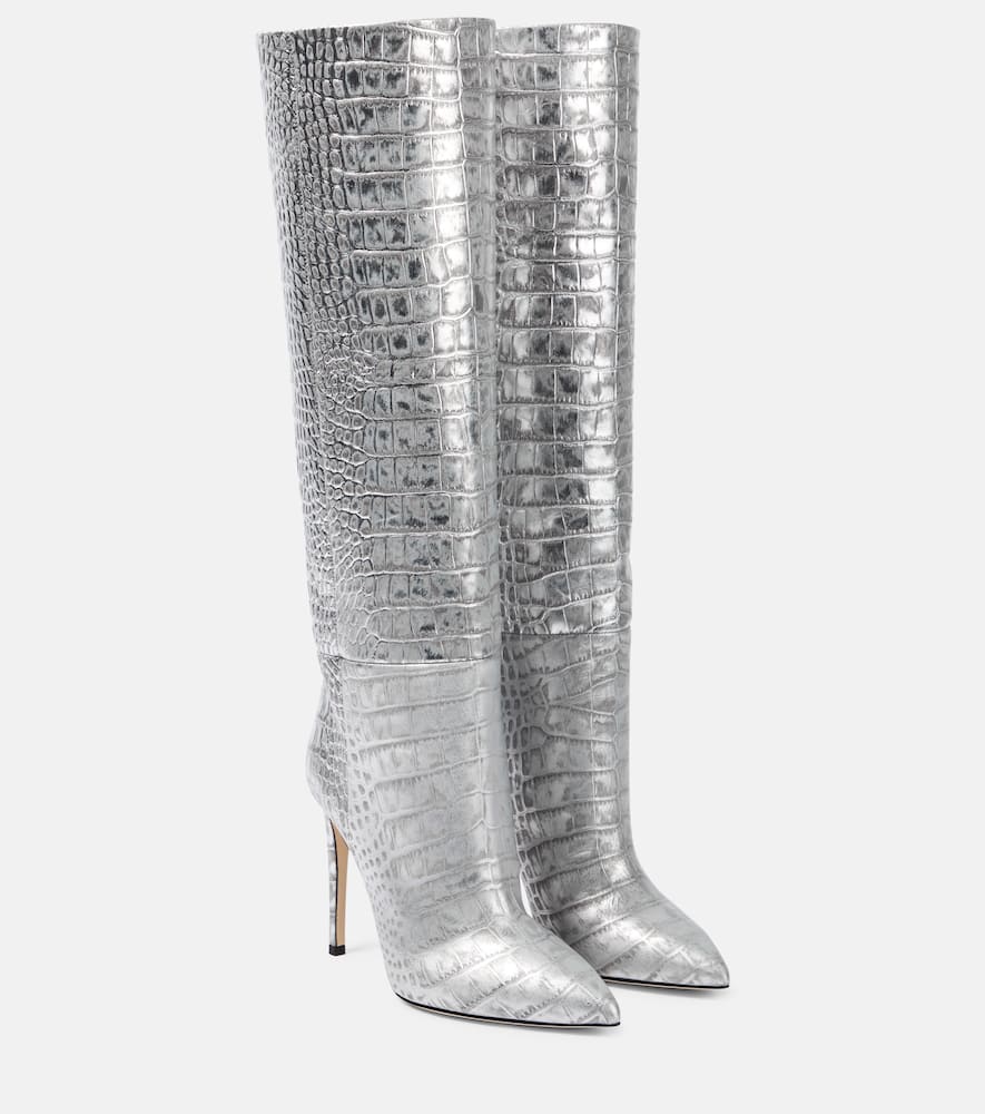 Paris Texas Snake-effect leather knee-high boots