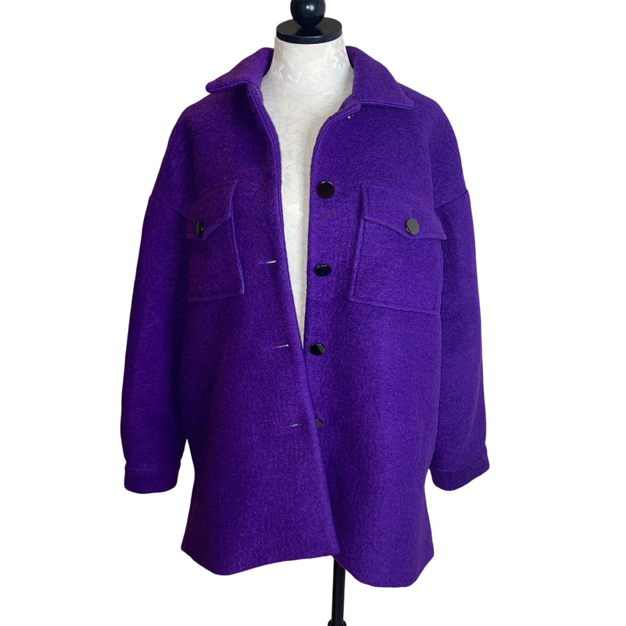 Parisienne Et Alors Womens Shacket Jacket Size 38 in Purple