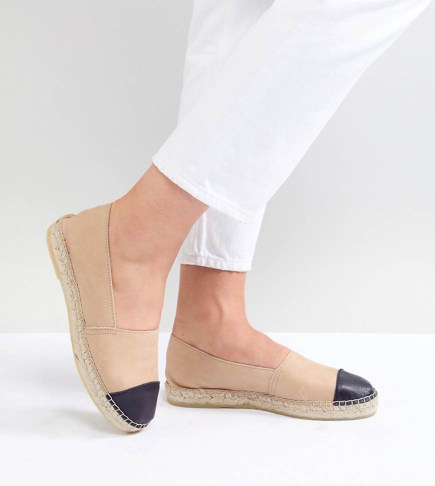 Park Lane Wide Fit Leather Toe Cap Espadrilles-Neutral