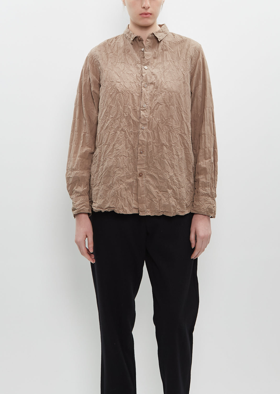 Pas de Calais Classic Crinkle Cotton Blouse ?? Beige Beige 64 Size: 34