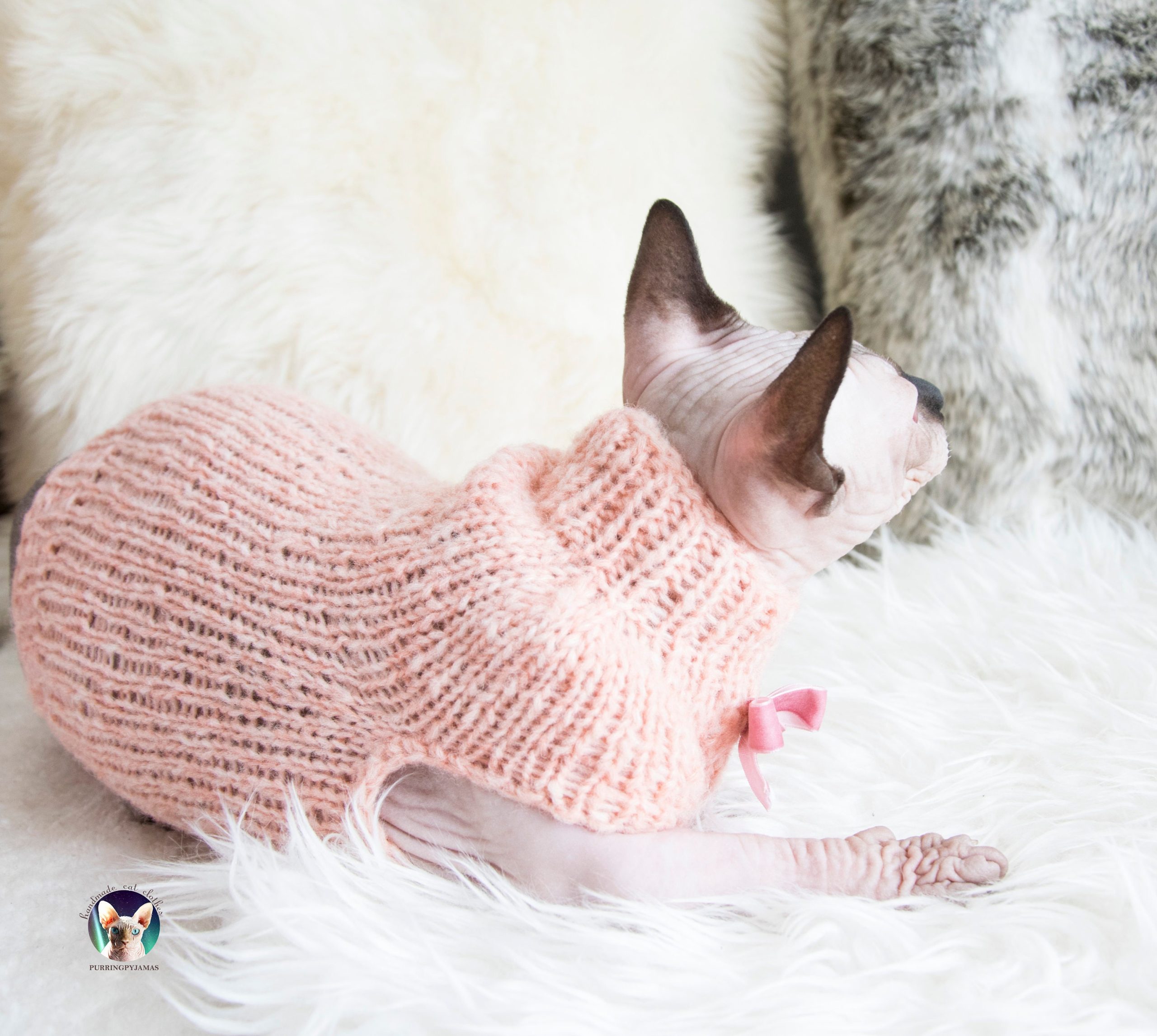 Pastel Cat Sweater, Pastel Clothes, Sphynx Peach Shirt, Lover Gift