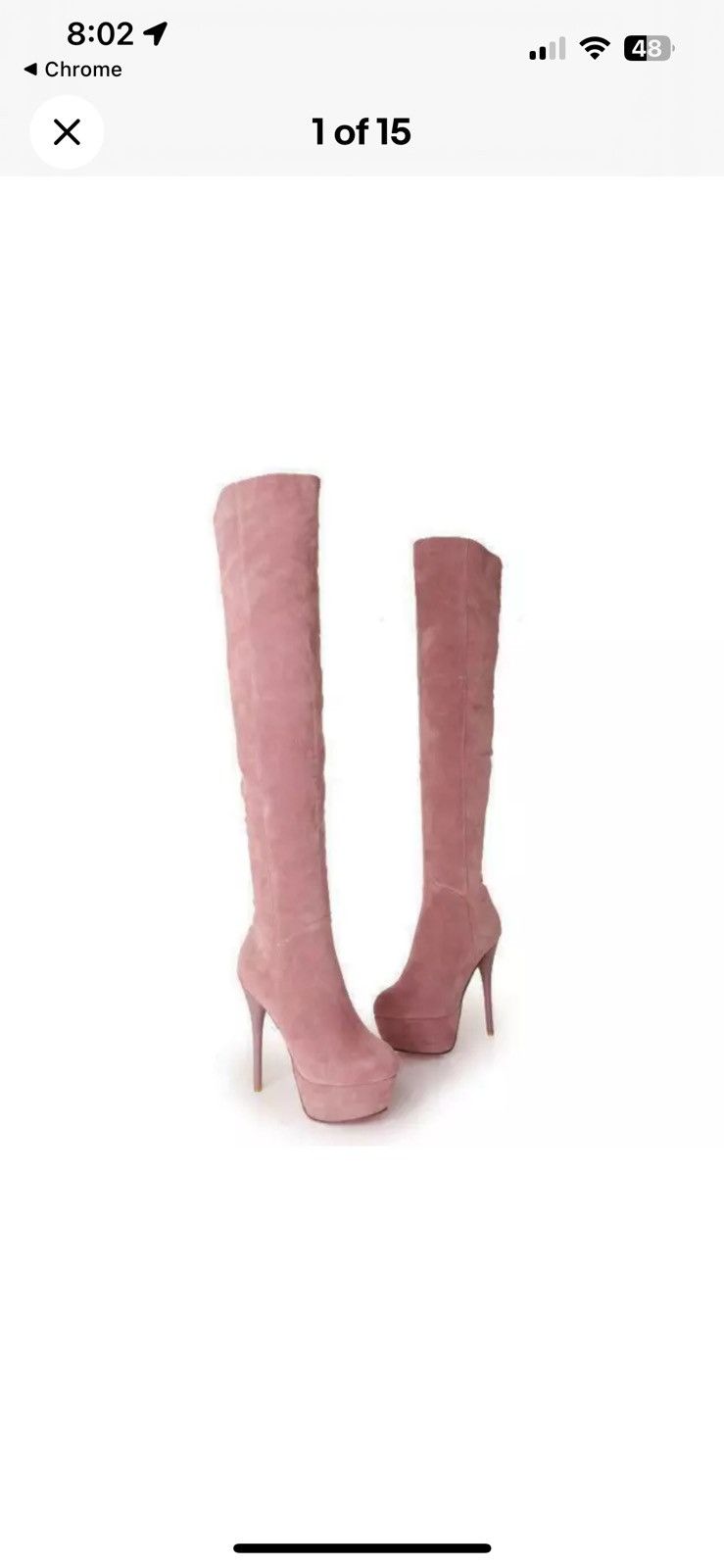 Pastel Pink Thigh High Faux Suede Boots Stiletto, Women's (Size 7)