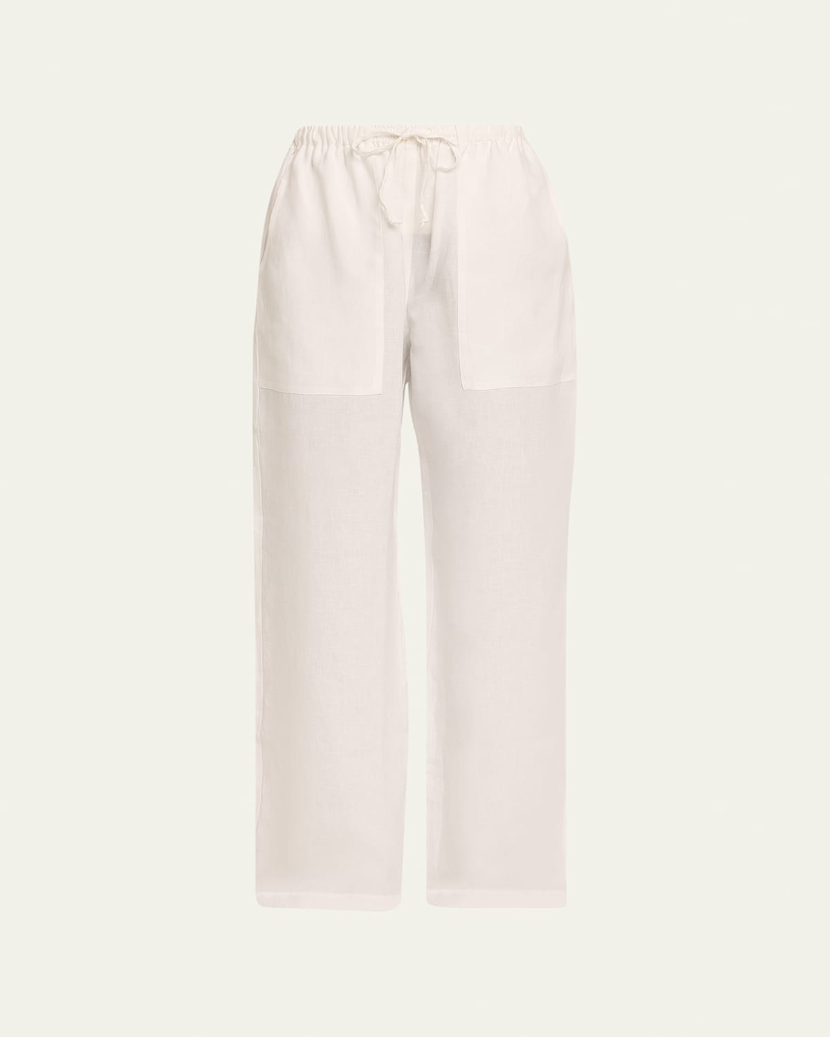 Patch-Pocket Straight-Leg Drawstring Trousers