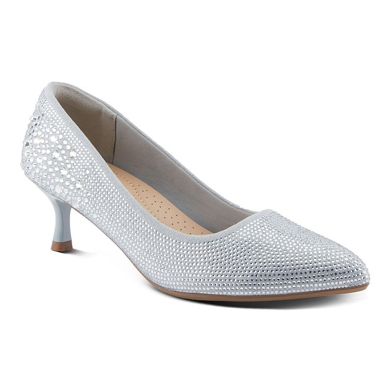 Patrizia Tyanna Women's Dazzle Embellished Kitten Heel Pumps, Size: 40, Silver