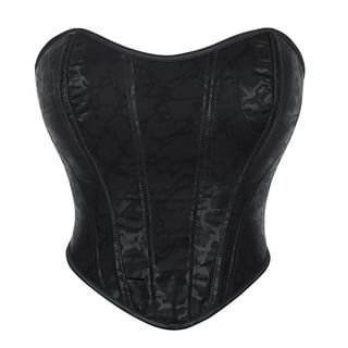 Patterned Lace-Up Back Corset Top