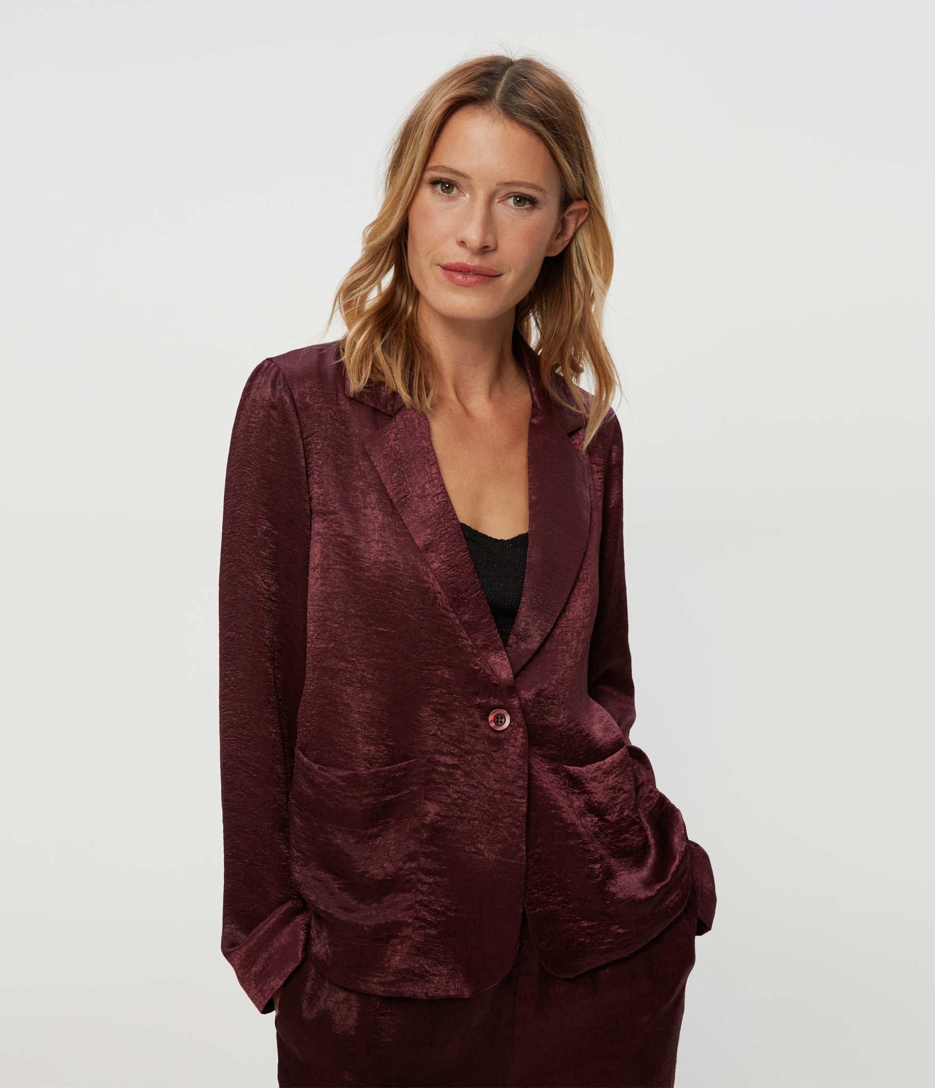 Paula Hammered Satin Blazer