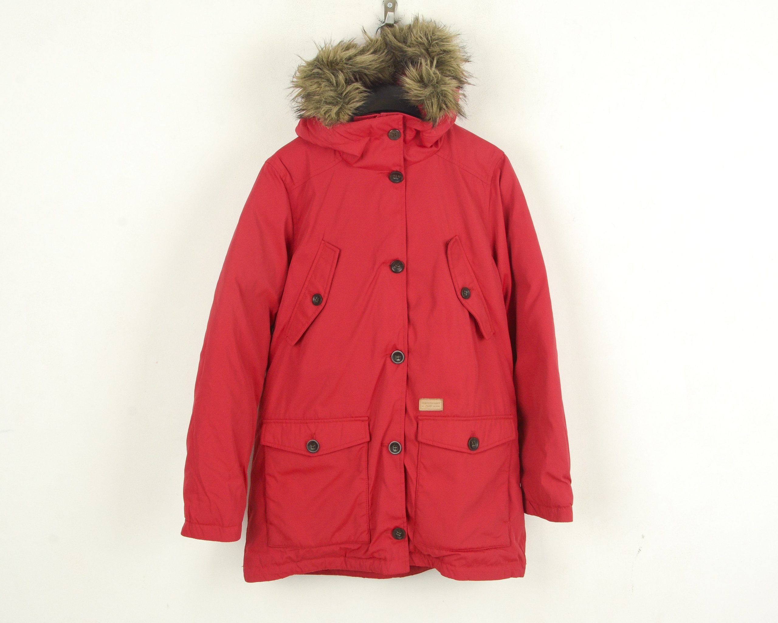 Peak Performance x Winter Session Womens S Down Jacket Coat Padded Warm Red Winter Parka (Size Small)