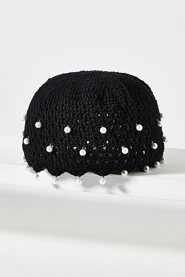 Pearl-Embellished Crochet Cloche Hat