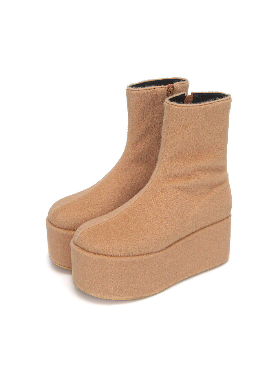 Pebble Toe Platform Boots - Warm Beige