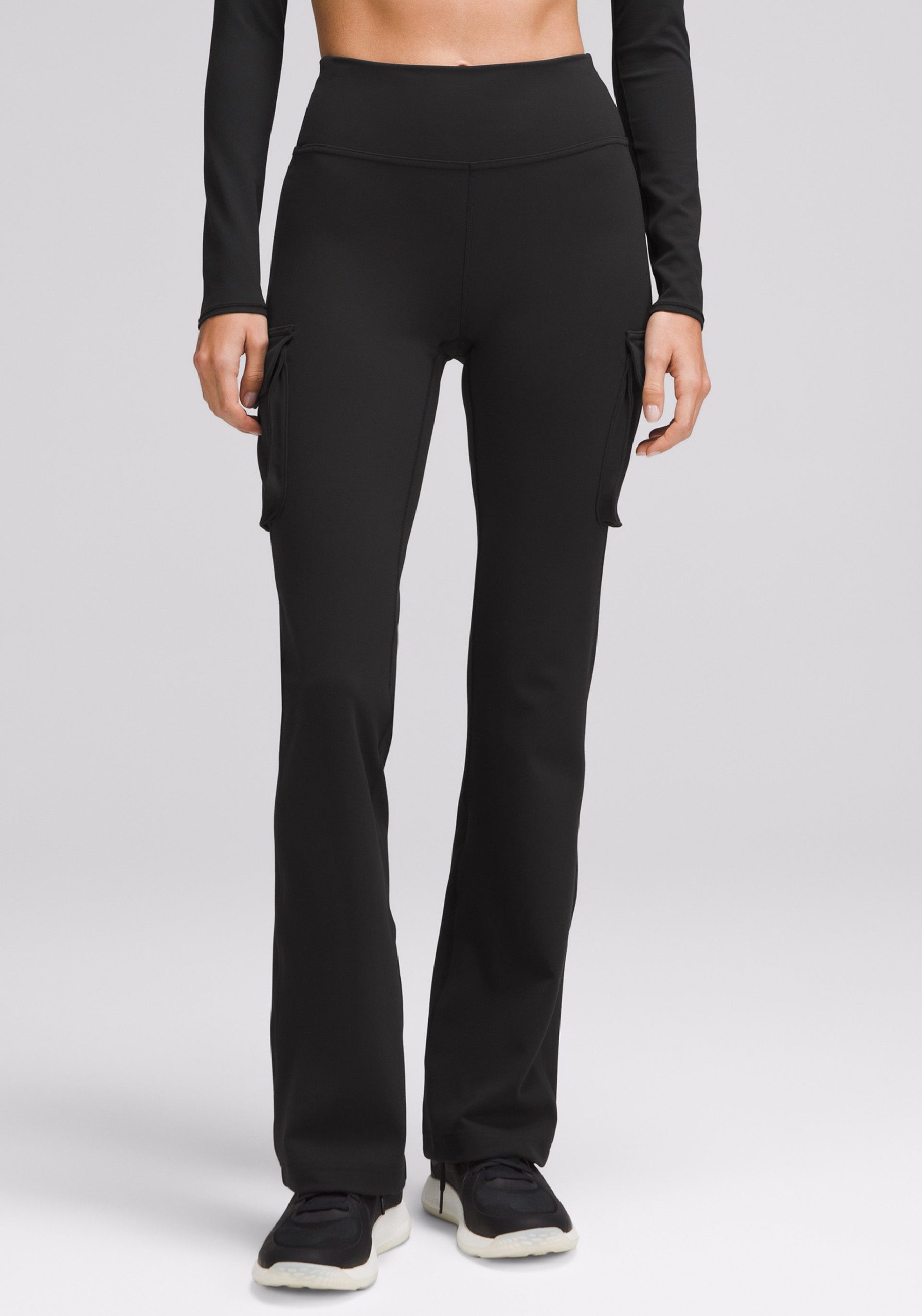 Peloton X Lululemon Women's Everlux Cargo Flare Pant in Black - Cycling Performance Apparel