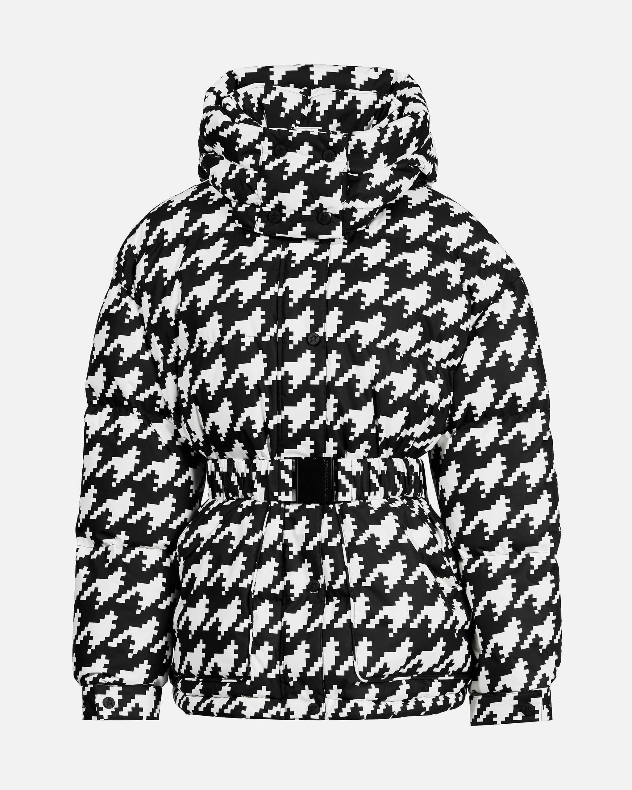 Perfect Moment Women's Maya Down Parka Jacket, Ski Jackets, Houndstooth - Black/Snow White, S