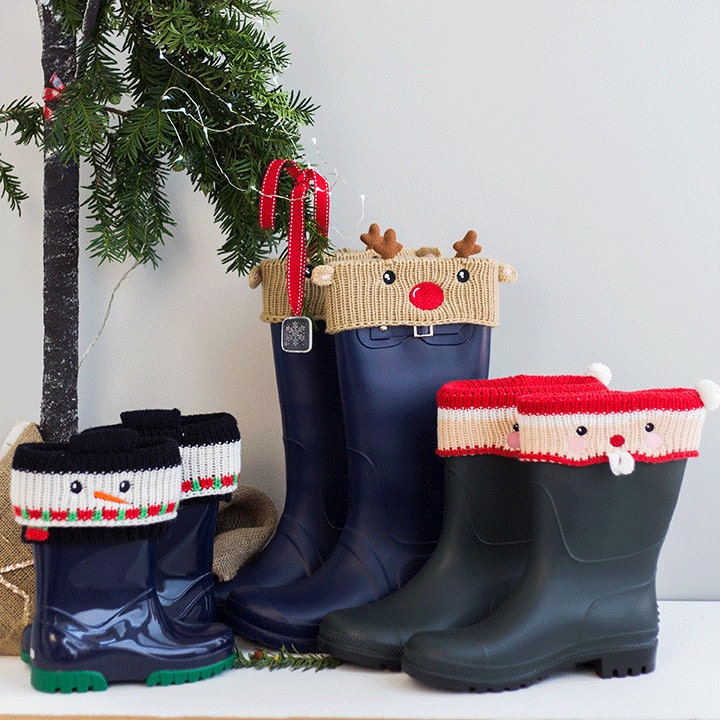 Personalised Christmas Boot Cuffs - Welly Socks Wellies