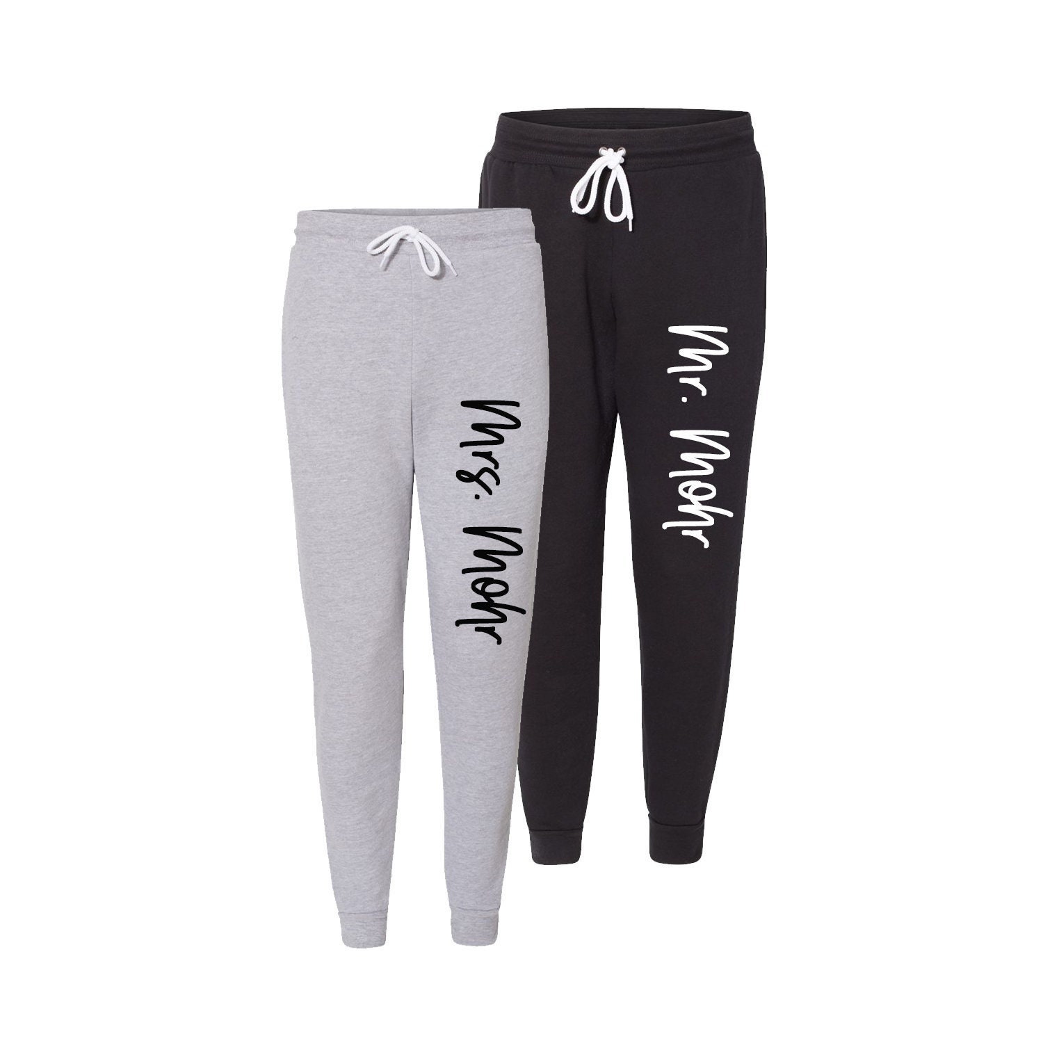 Personalized Mr & Mrs Matching Joggers Sweatpants, Gifts For The Couple, Bride & Groom Jogger Lounge Pants, Engagement Honeymoon Gifts