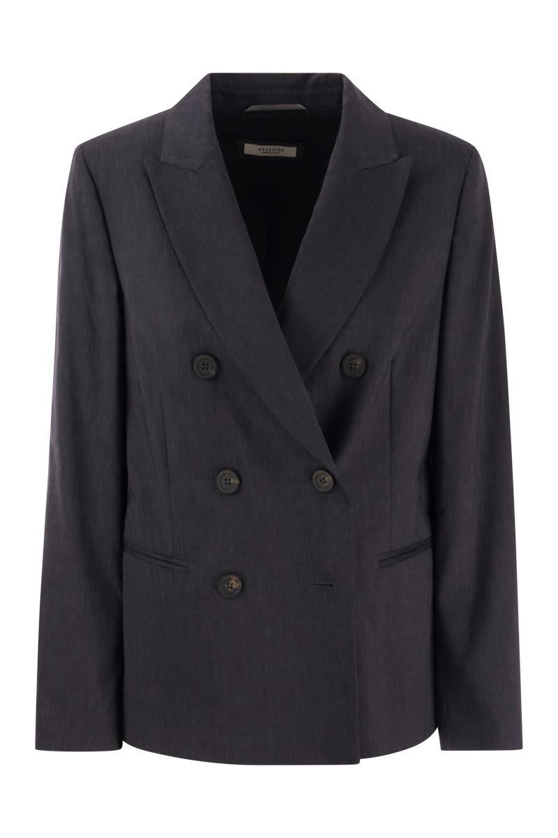 Peserico Wool And Linen Canvas Double-Breasted Blazer