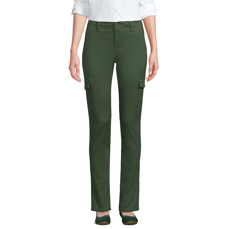 Petite Lands' End Mid Rise Slim Cargo Chino Pants, Women's, Size: 12 Petite, Estate Green