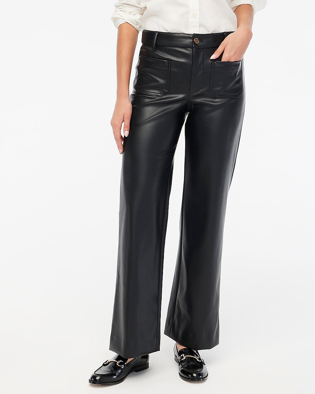 Petite Lizzie high-rise patch-pocket faux-leather pant