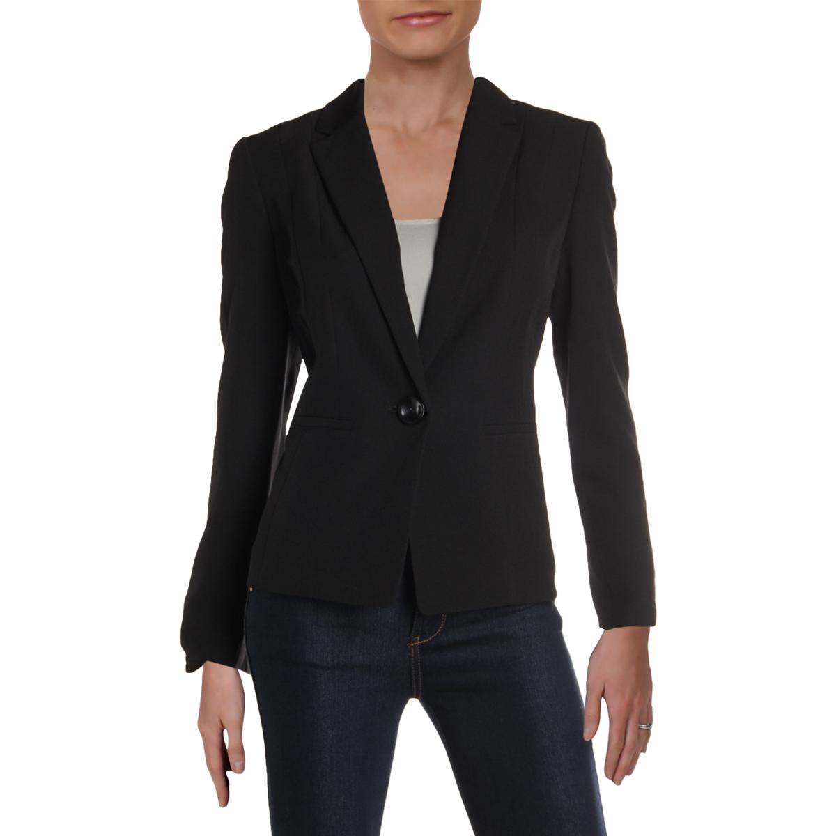 Petites Womens Office Formal One-Button Blazer