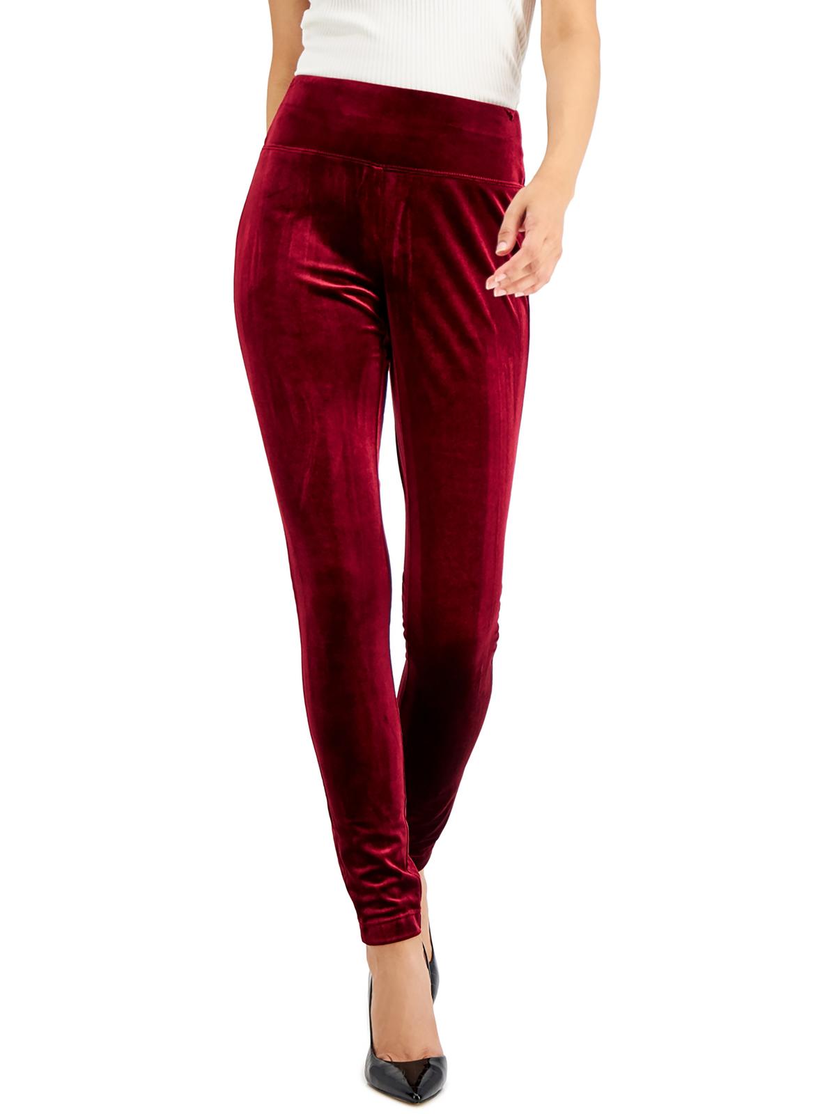 Petites Womens Velvet Cuffed Skinny Pants