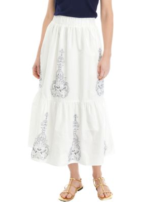 Philosophy Women's Embroidered Tiered Midi Skirt, XS