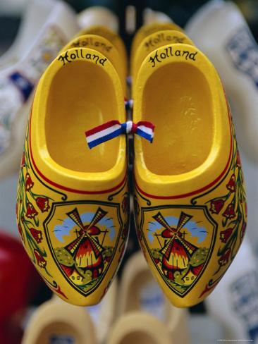 Photographic Print: Wooden Clogs, Amsterdam, Holland Poster by Gavin Hellier: 24x18in