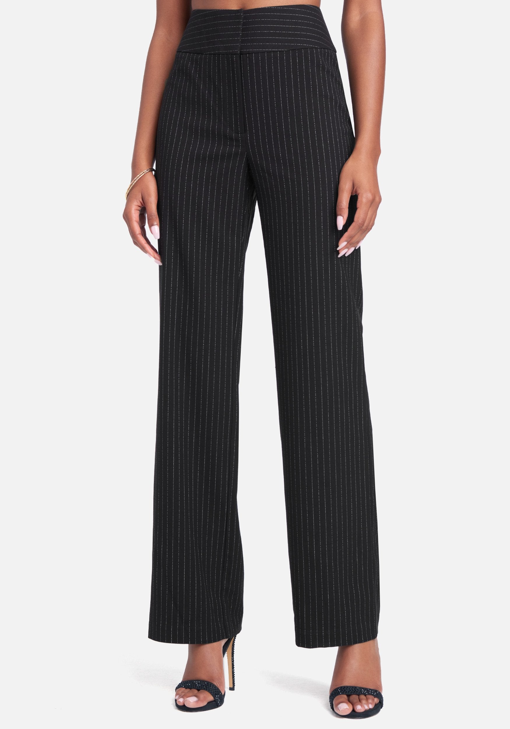 Pin Stripe Tailored Straight Leg Pant