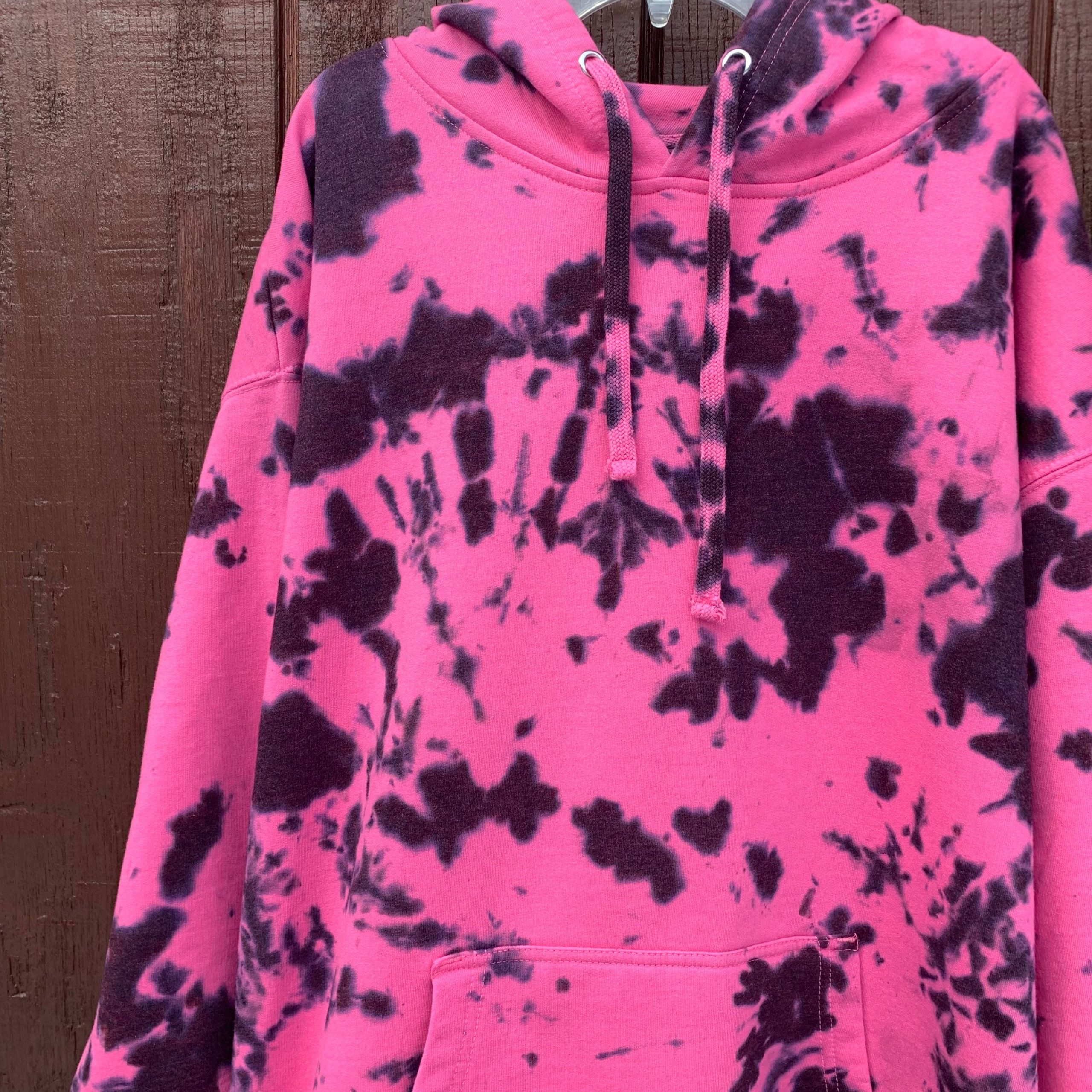 Pink Tie Dye Sweatshirt/& Black // Panther Style Dyed Hoodie