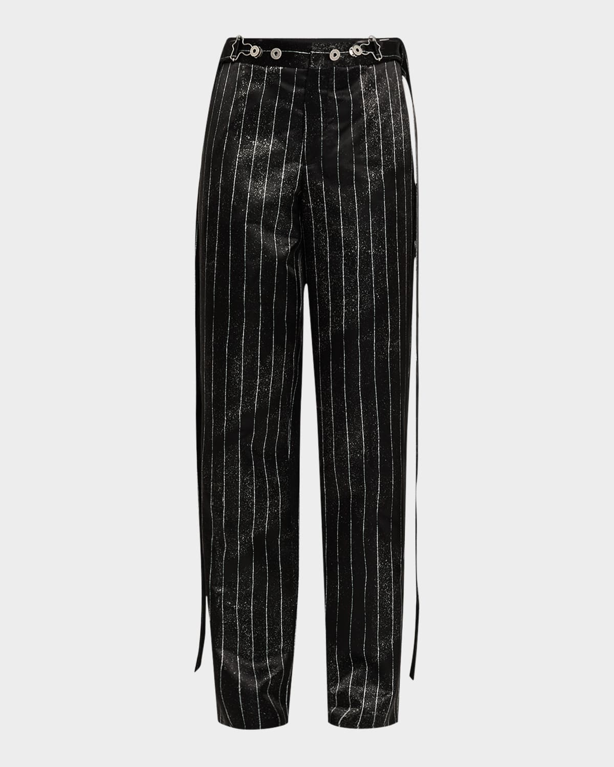 Pinstripe Satin Tailored Trousers