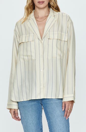 Pistola Irene Stripe Shirt in Tan Wide Stripe at Nordstrom Rack, Size X-Small