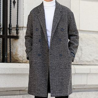 Plaid Double-Breasted Coat