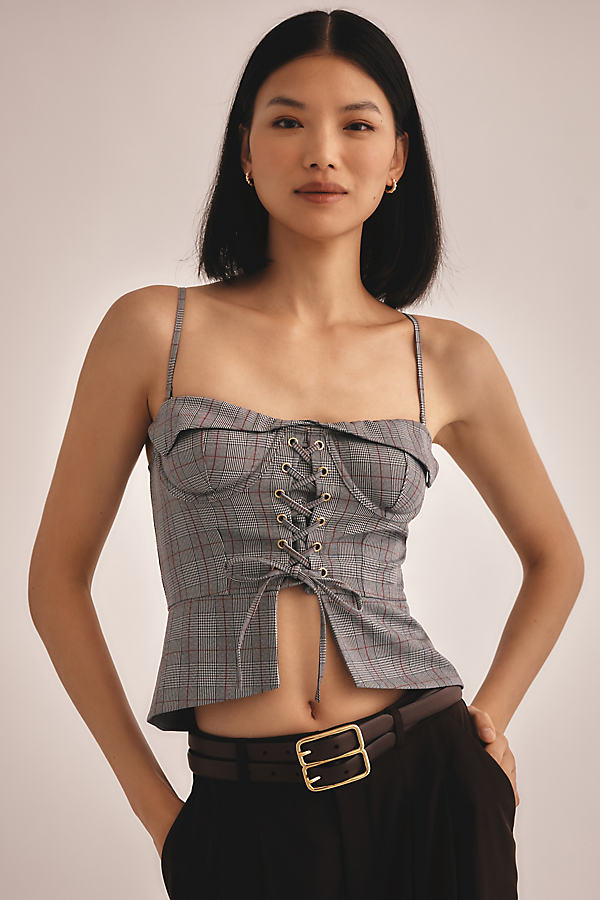 Plaid Lace Corset Top