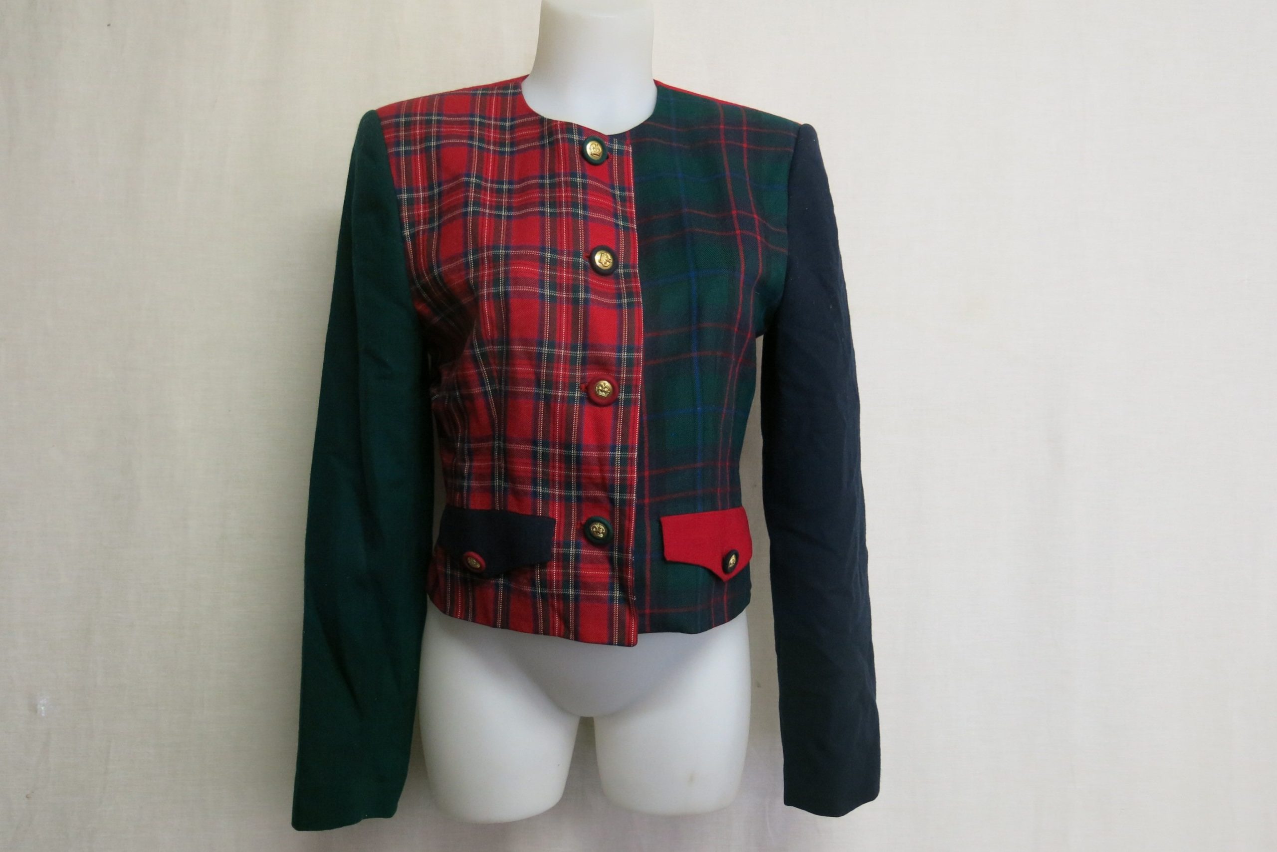 Plaid Wool Jacket Mod /Blazer 1970's Cropped David Brooks 8