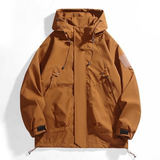 Plain Hooded Zip-Up Windbreaker