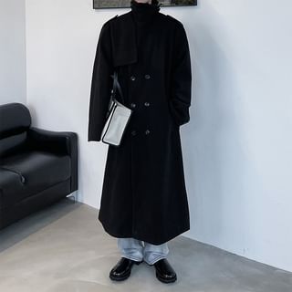 Plain Maxi Double-Breasted Coat