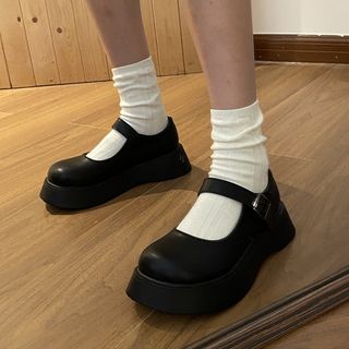 Plain Platform Mary Jane Shoes