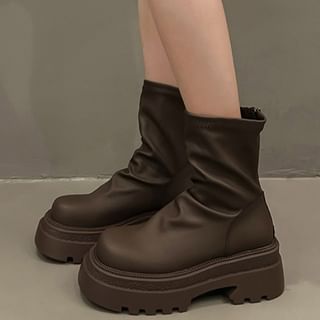 Plain Platform Short Sock Boots