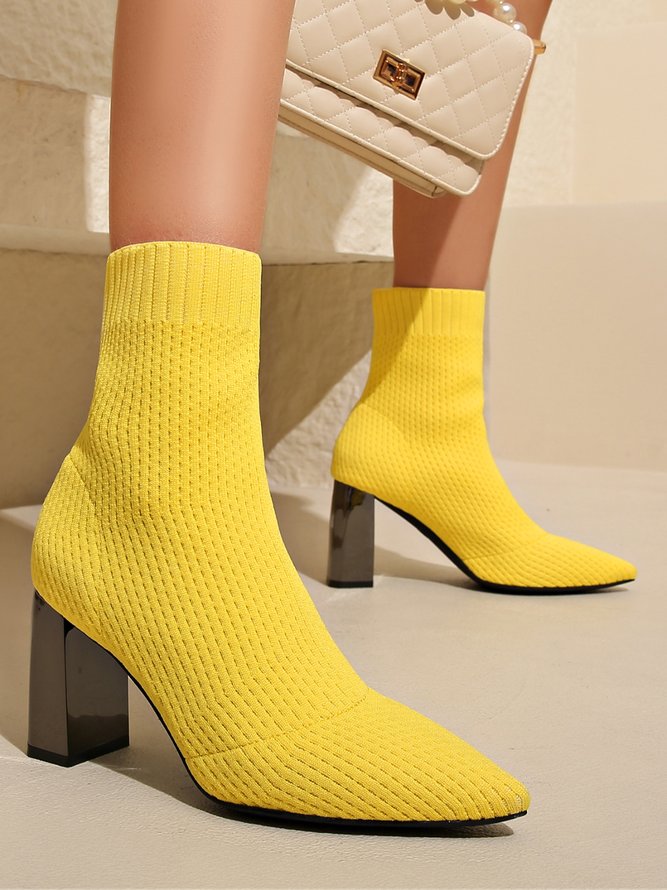 Plain Simple Autumn Height Increasing Closed Toe Mesh Fabric Fabric Slip On Sock Boots Sock Boots for Women