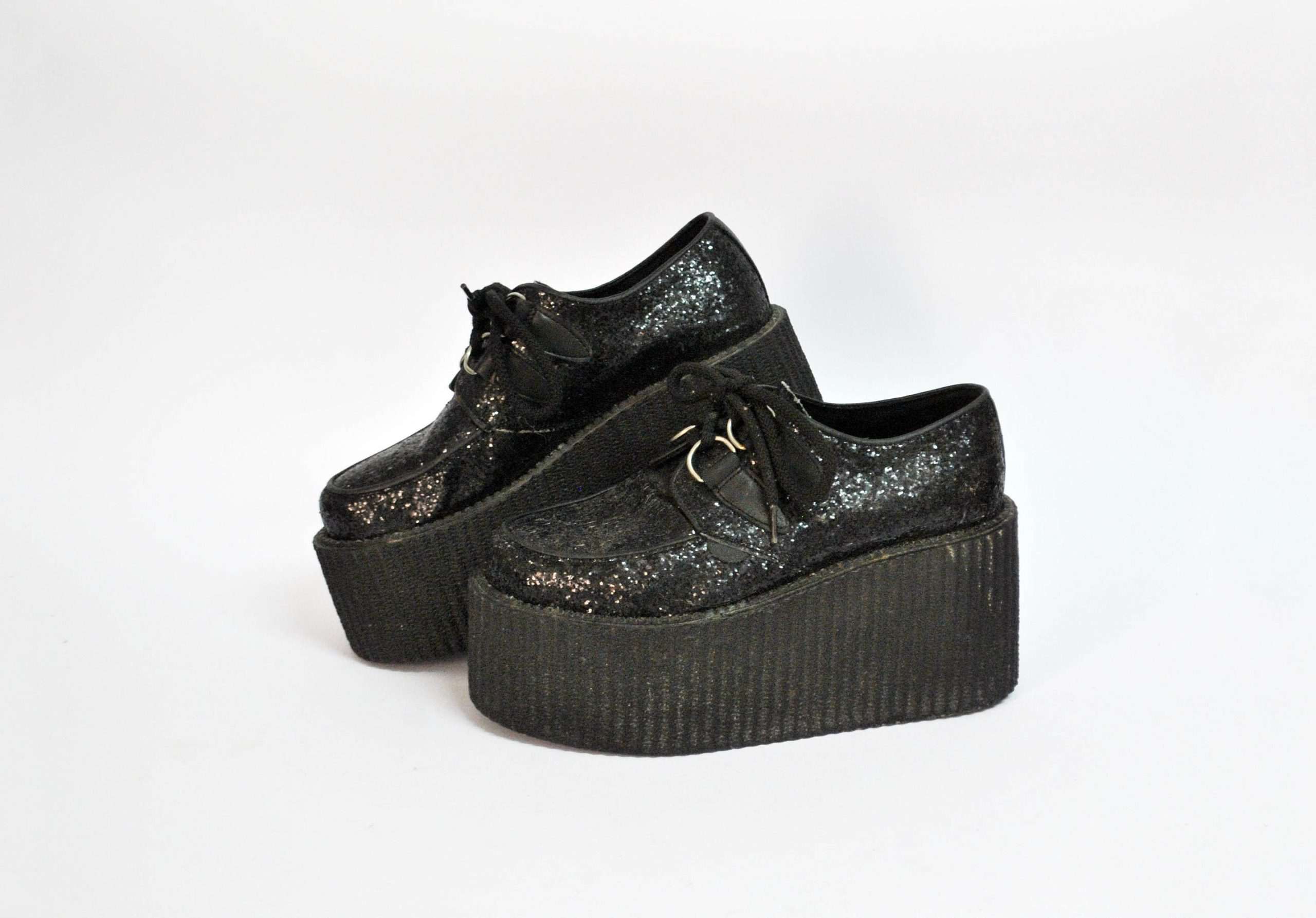 Platform Creepers Demonia Shoes Womens Platforms Black Glitter Sneakers Goth Rock Size Eu 36 Us 5 Uk 3 Gothic Wear