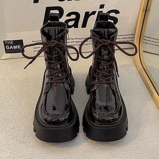 Platform Lace-Up Short Boots