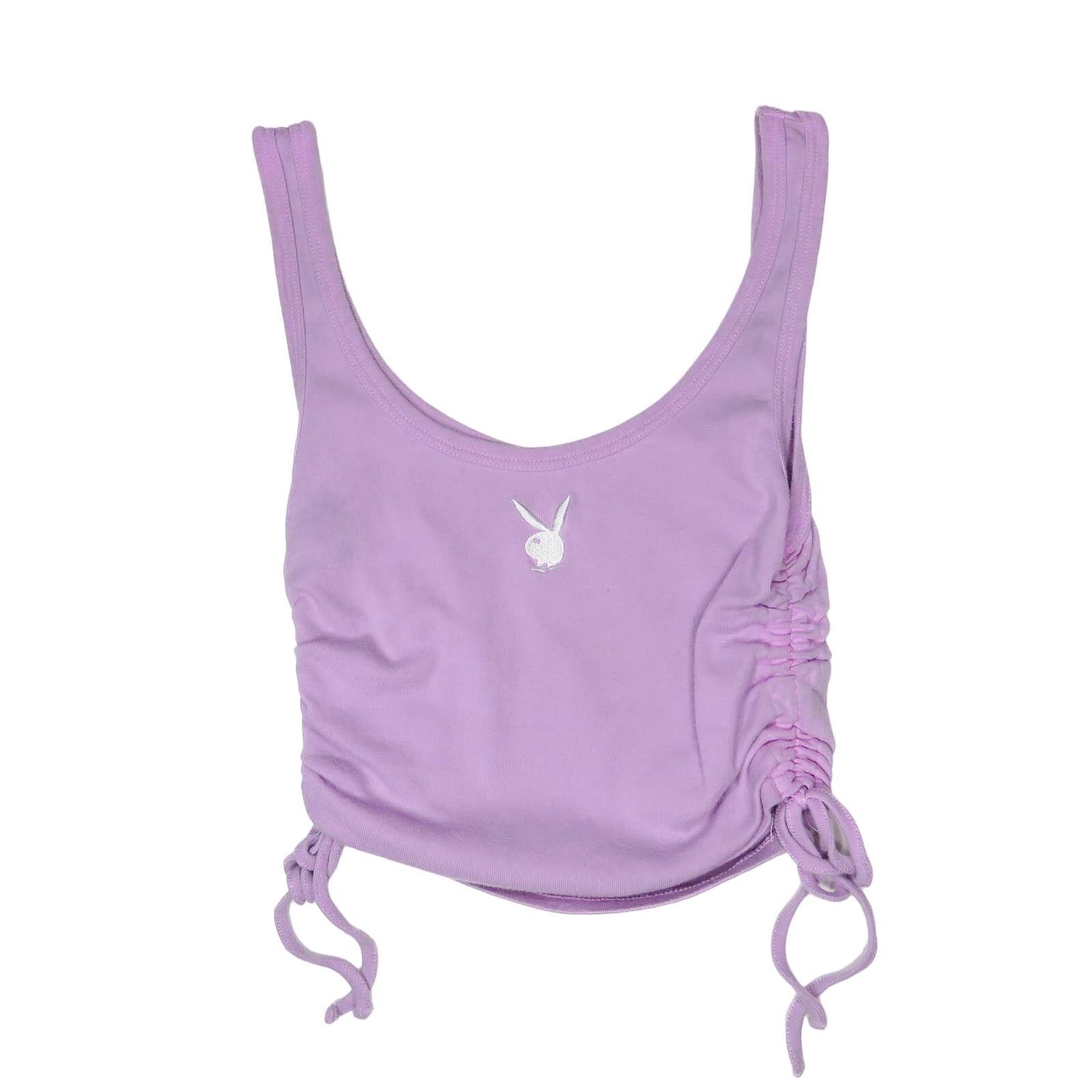 Playboy Pacsun Lilac Purple Ruched Cropped Tank Top Xs, Women's