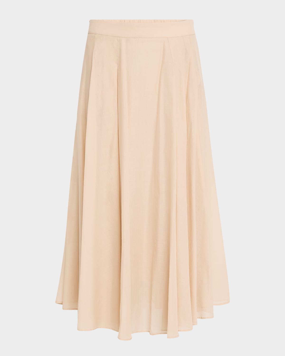 Pleated Circle-Cut Midi Skirt