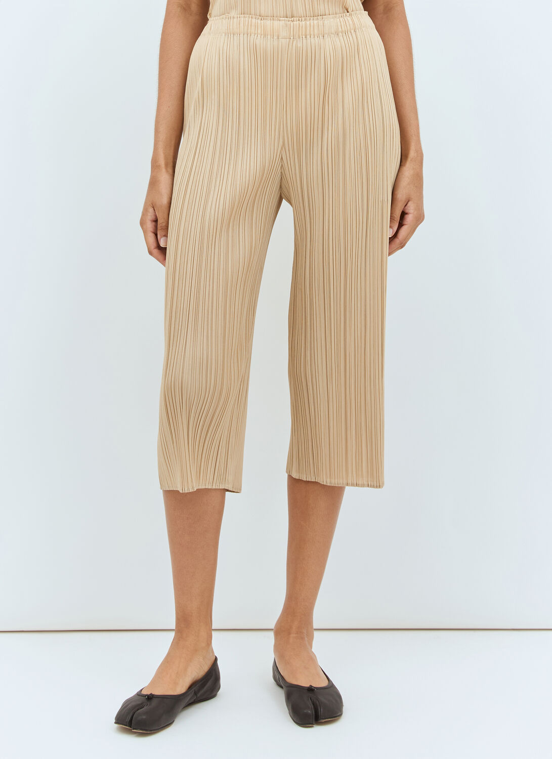 Pleats Please Issey Miyake Wide-leg Pleated Pants - Woman Pants Beige 4