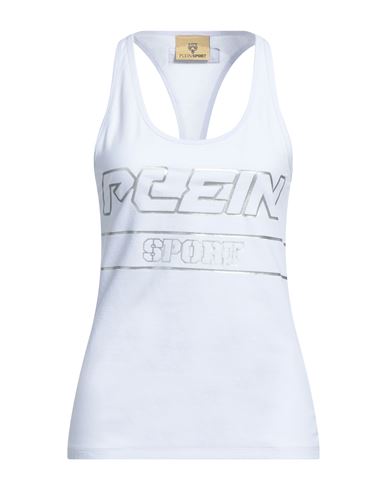 Plein Sport Woman Tank top White Size S Cotton, Elastane