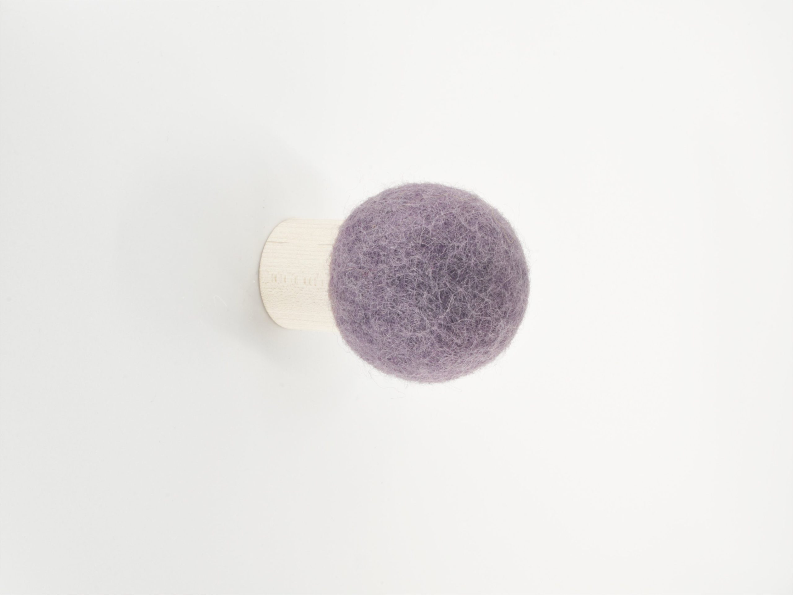 Plum Purple Wall Hook; Decorative Minimalist & Modern Wool Wood Round Hook For Wall; Hat Coat