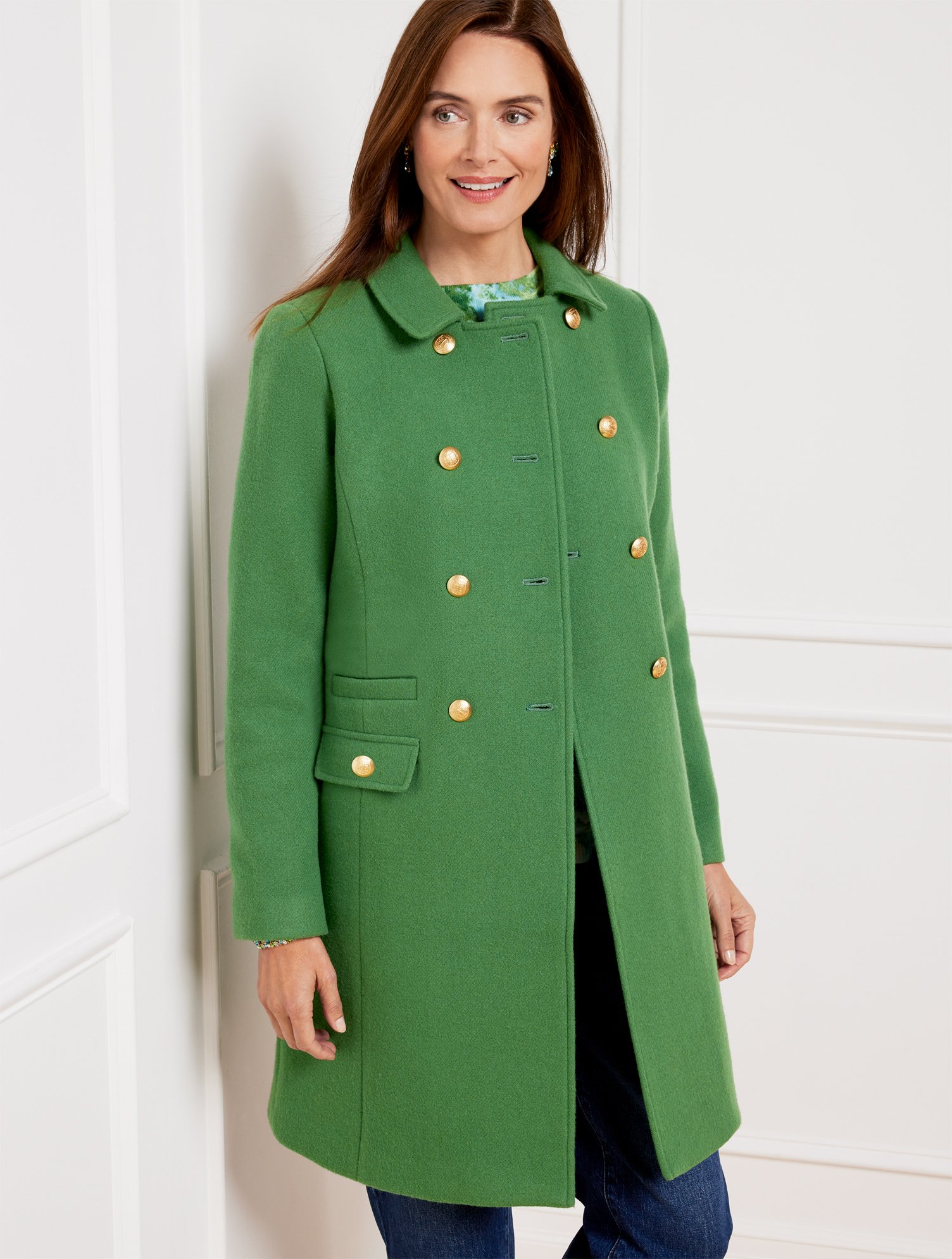 Plus Size - Albury Wool Blend Coat - Jolly Green - 14 Talbots