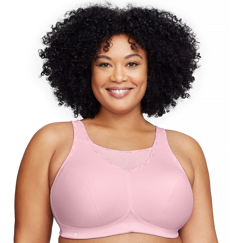 Plus Size Glamorise Full-Figure No-Bounce Camisole Wireless Sports Bra 1066, Women's, Size: 40 C, Parfait Pink