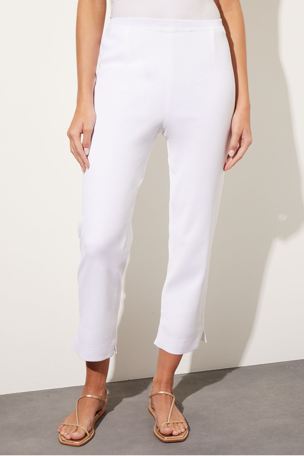 Plus Size Knit Lined Straight-Leg Ankle Pants