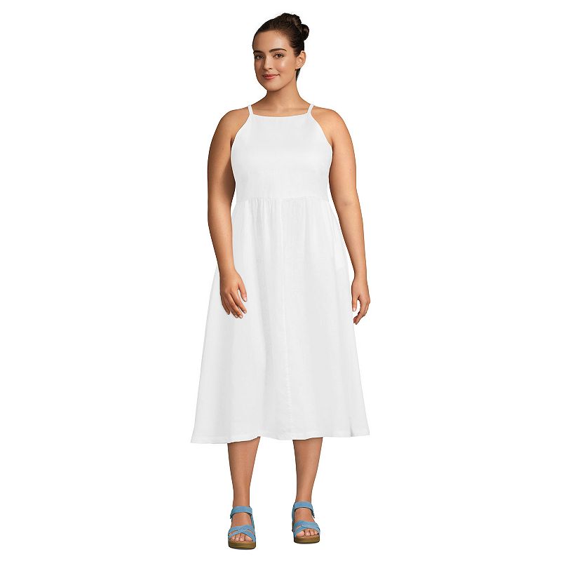 Plus Size Lands' End Halter High-Neck Midi Dress, Women's, Size: 1XL, White