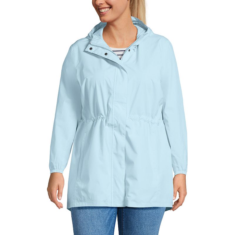 Plus Size Lands' End Hooded Packable Raincoat, Women's, Size: 2XL, Subtle Blue