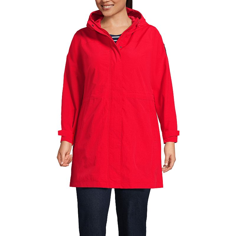 Plus Size Lands' End Squall Hooded Waterproof Raincoat, Women's, Size: 2XL, Bright Red