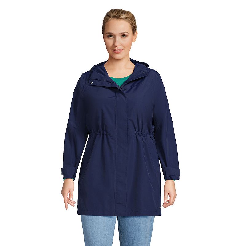 Plus Size Lands' End Squall Hooded Waterproof Raincoat, Women's, Size: 2XL, Deep Blue